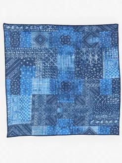 J.McLaughlin Linen Pocket Square in Diamond Patch Navy/DenimBlue New