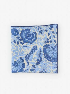 J.McLaughlin Linen Pocket Square in Eastern Blooms Blue/Multi Fashion
