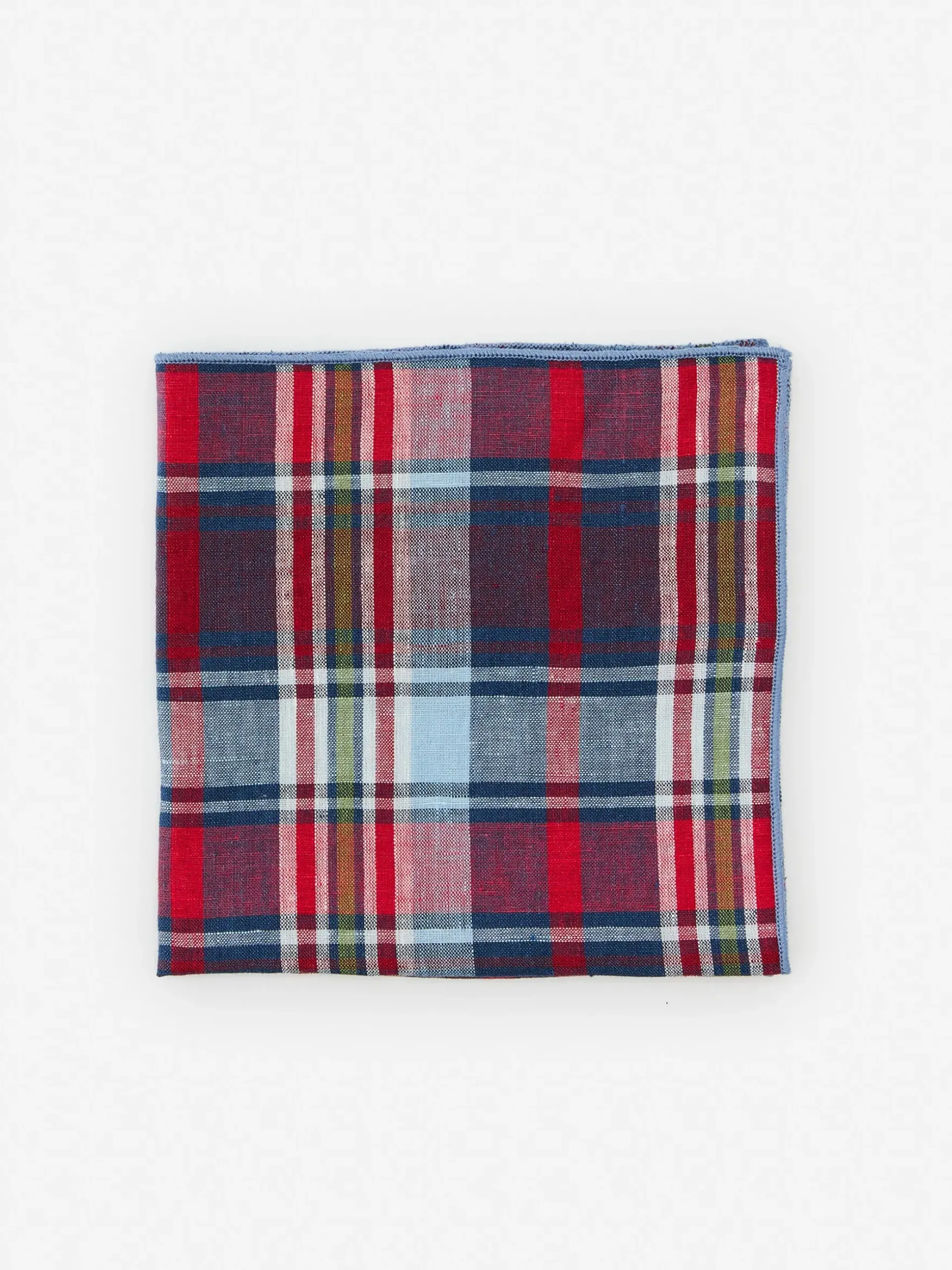 J.McLaughlin Linen Pocket Square in Plaid Red/Multi Sale