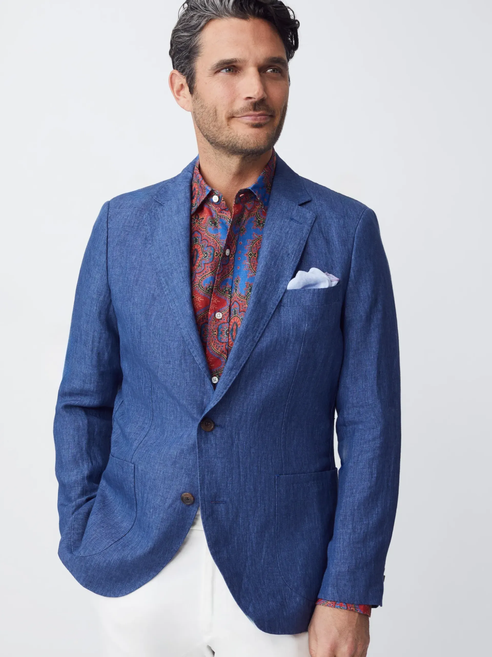 J.McLaughlin Lisbon Linen Sport Coat HeatherNavy Discount
