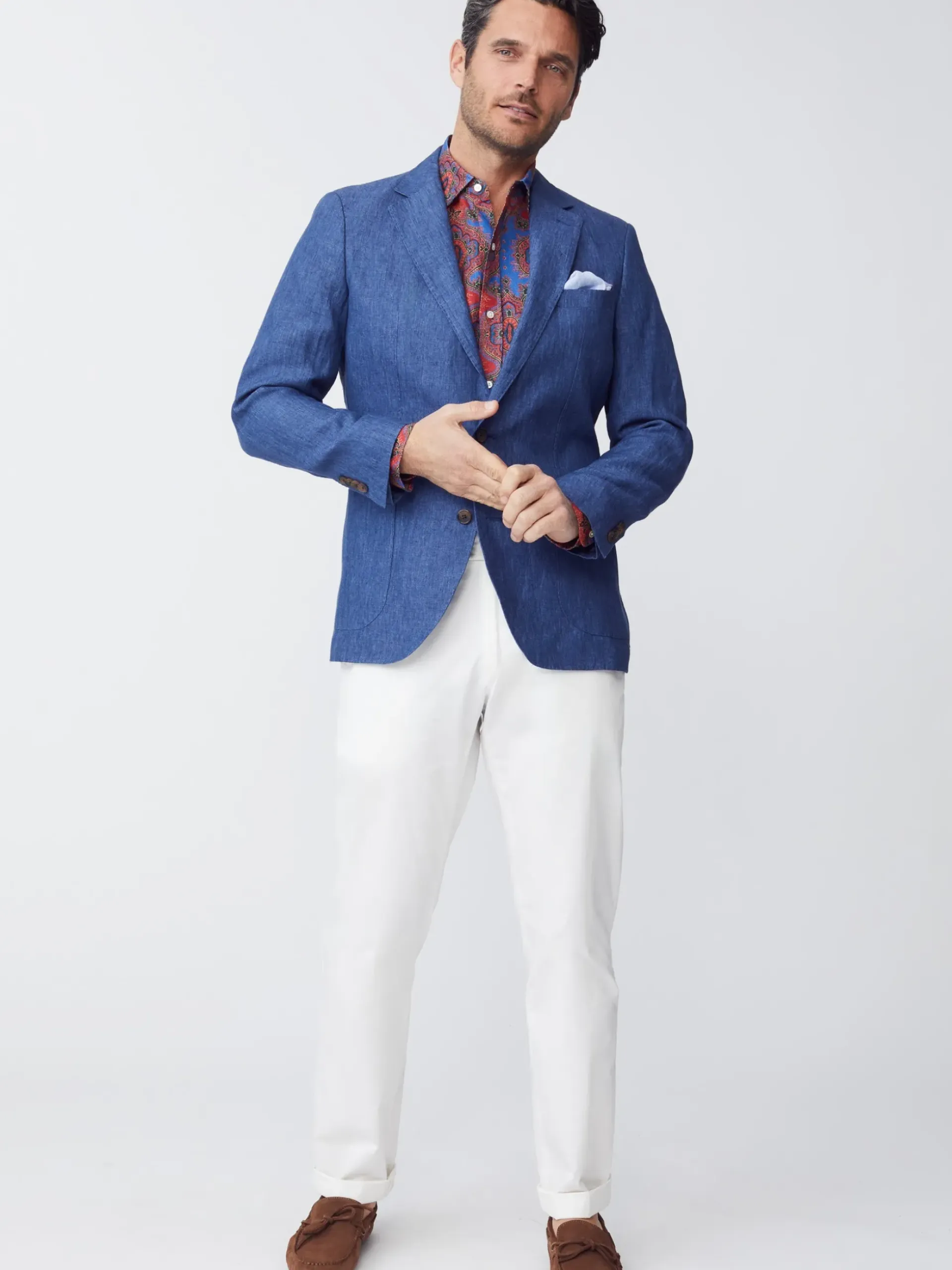 J.McLaughlin Lisbon Linen Sport Coat HeatherNavy Discount