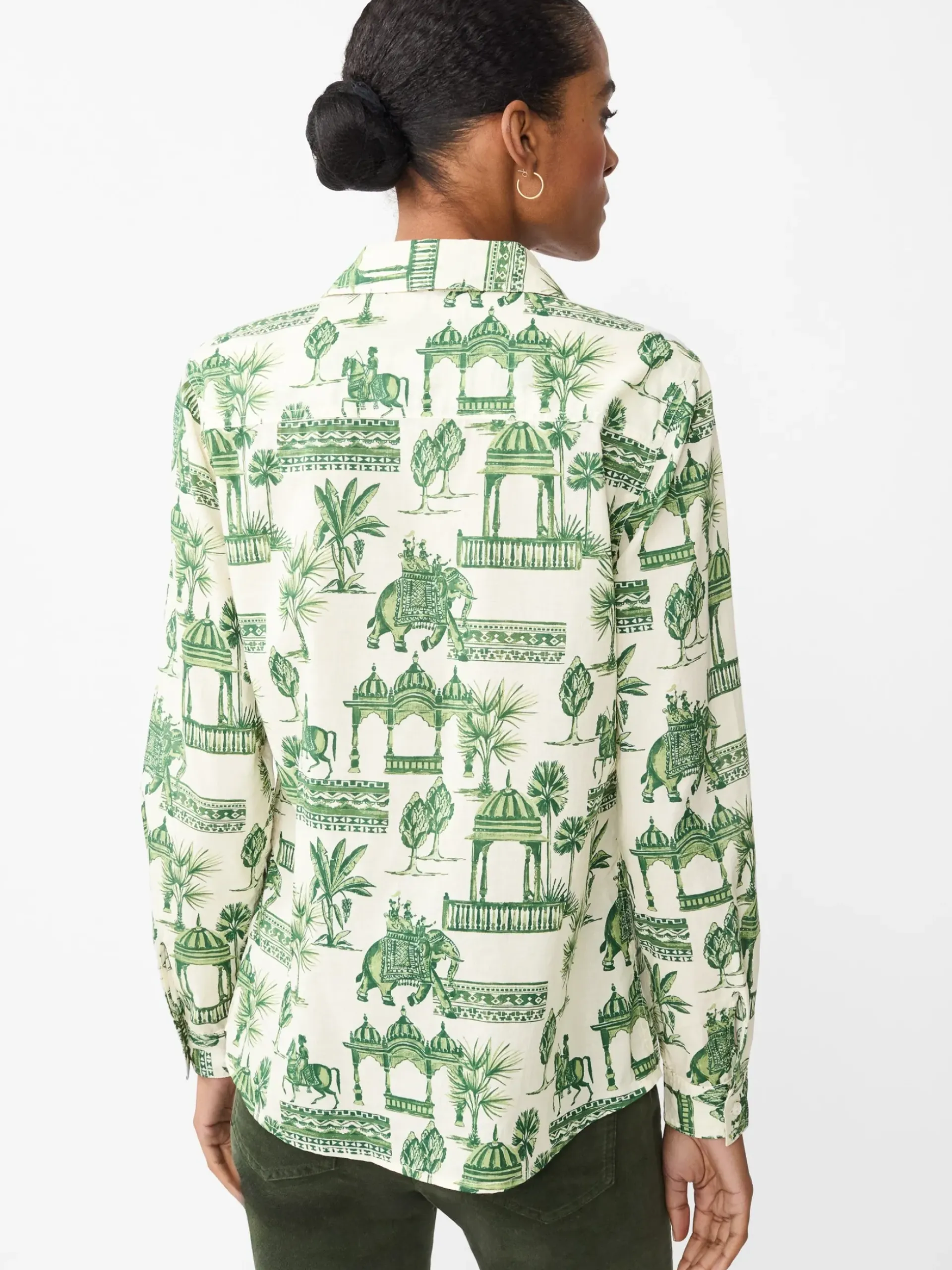 J.McLaughlin Lois Shirt in Desert Toile OffWhite/Green Best