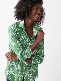 J.McLaughlin Lois Shirt in Field Blooms White/Green/Navy Best