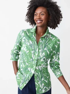 J.McLaughlin Lois Shirt in Field Blooms White/Green/Navy Best