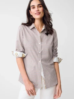 J.McLaughlin Lois Shirt in Gingham Toffee/White New