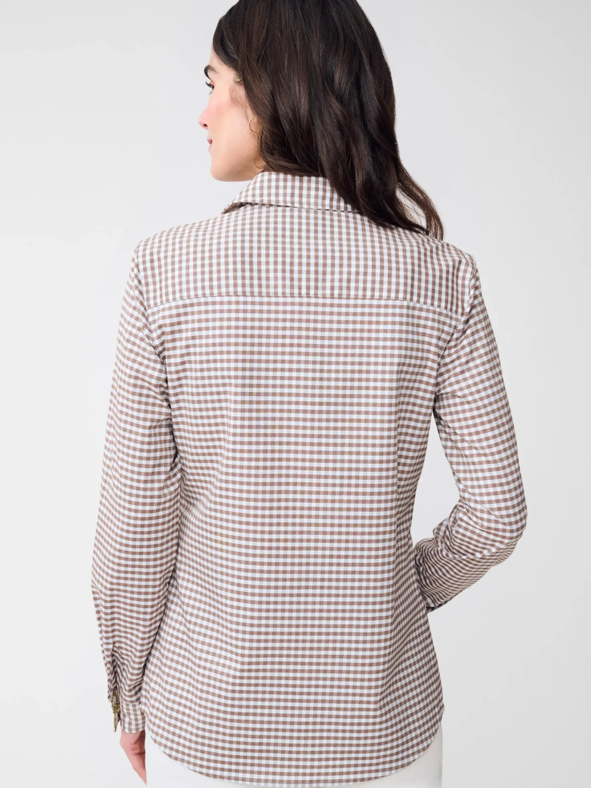 J.McLaughlin Lois Shirt in Gingham Toffee/White New