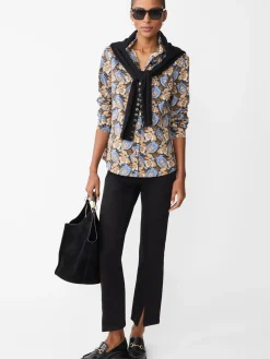 J.McLaughlin Lois Shirt in Pomegranate Grove Camel/Blue Sale