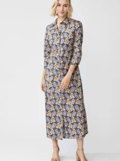 J.McLaughlin Louisa Dress in Pomegranate Grove Camel/Blue Clearance