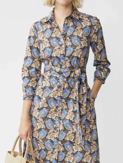 J.McLaughlin Louisa Dress in Pomegranate Grove Camel/Blue Clearance