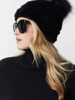 J.McLaughlin Loulou Faux Fur Beanie Black Fashion