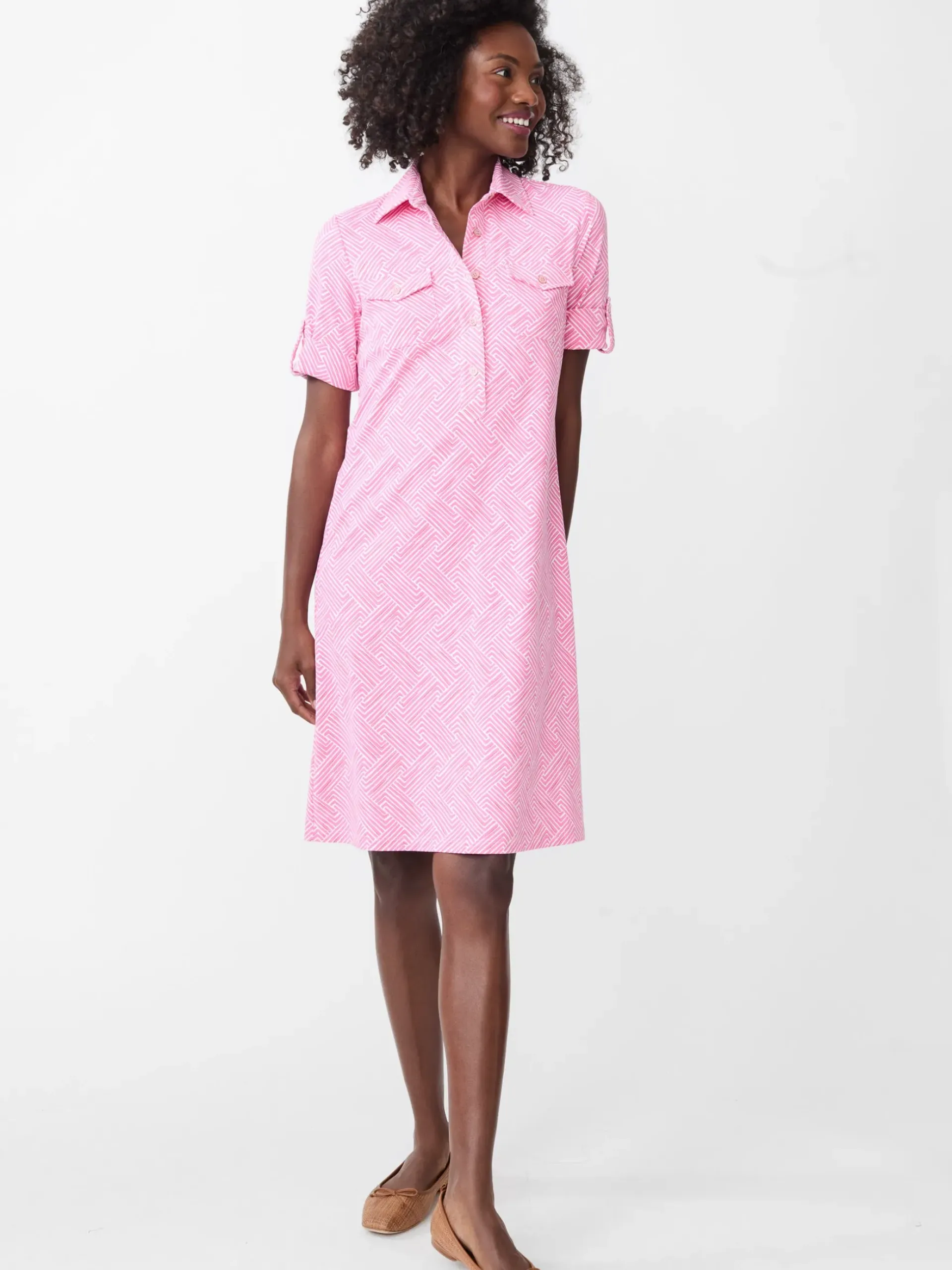 J.McLaughlin Lucie Dress in Volley White/Pink/Red Hot