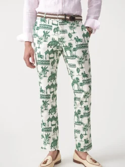 J.McLaughlin Lukas Linen Blend Pants in Desert Toile OffWhite/Green Fashion