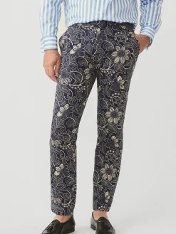 J.McLaughlin Lukas Pants in Night Blooms Navy/OffWhite Online