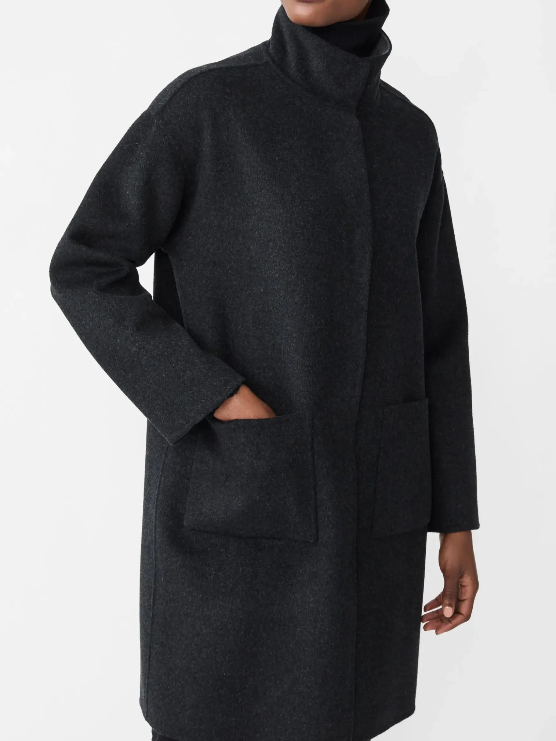 J.McLaughlin Lyons Reversible Wool Coat DarkCharcoal/Gray Sale