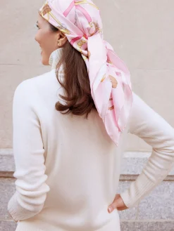 J.McLaughlin Mabel Silk Scarf in Neo Gulltopp Square LightPink/Pink Online