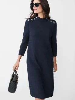 J.McLaughlin Mare Dress in Plaid Jacquard Navy Fashion