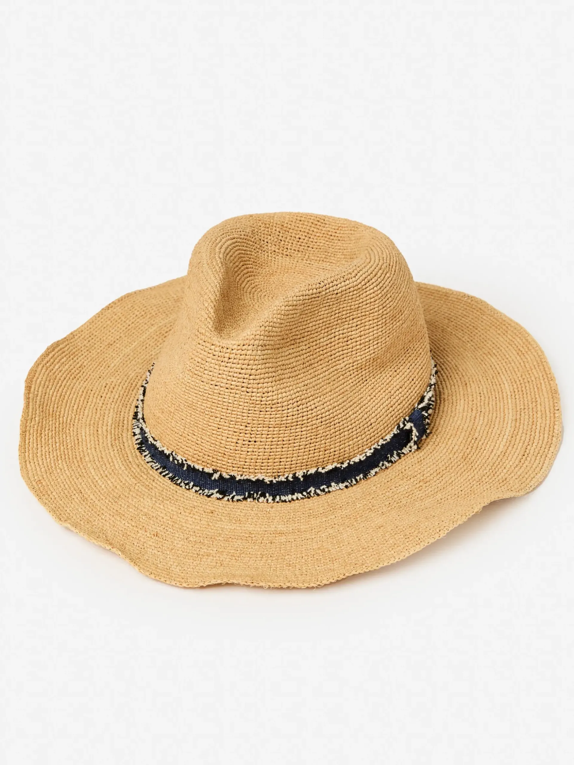 J.McLaughlin Maribel Raffia Hat Natural/Navy Clearance