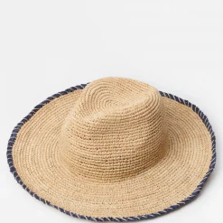J.McLaughlin Maribel Raffia Hat Natural/Navy Discount