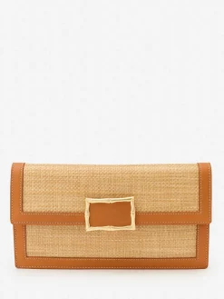 J.McLaughlin Marley Grasscloth Clutch Natural Hot