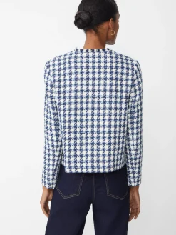 J.McLaughlin Martha Jacket in Houndstooth White/Navy/LightBlue Discount