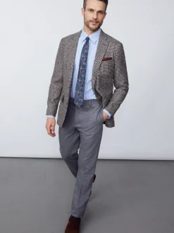 J.McLaughlin McCown Wool Blazer in Houndstooth OffWhite/Brown Hot