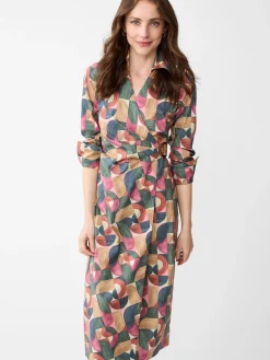 J.McLaughlin Mercer Dress in Geometric Harmony Olive/Multi New