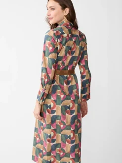J.McLaughlin Mercer Dress in Geometric Harmony Olive/Multi New