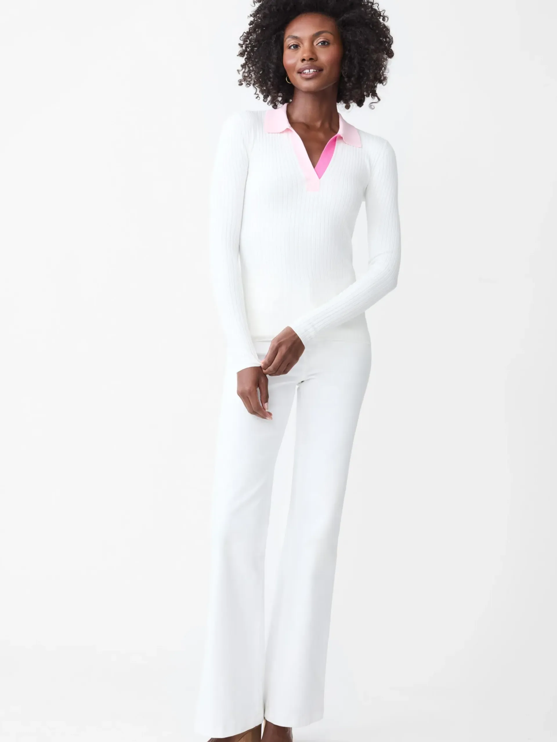 J.McLaughlin Michaela Sweater White/Pink Outlet