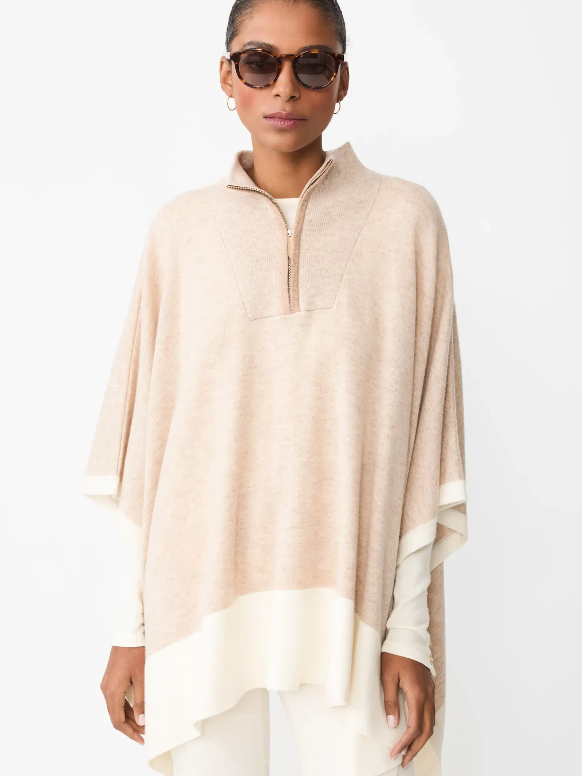 J.McLaughlin Misty Poncho Oatmeal/Ivory Discount