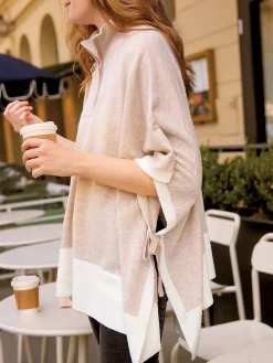 J.McLaughlin Misty Poncho Oatmeal/Ivory Discount