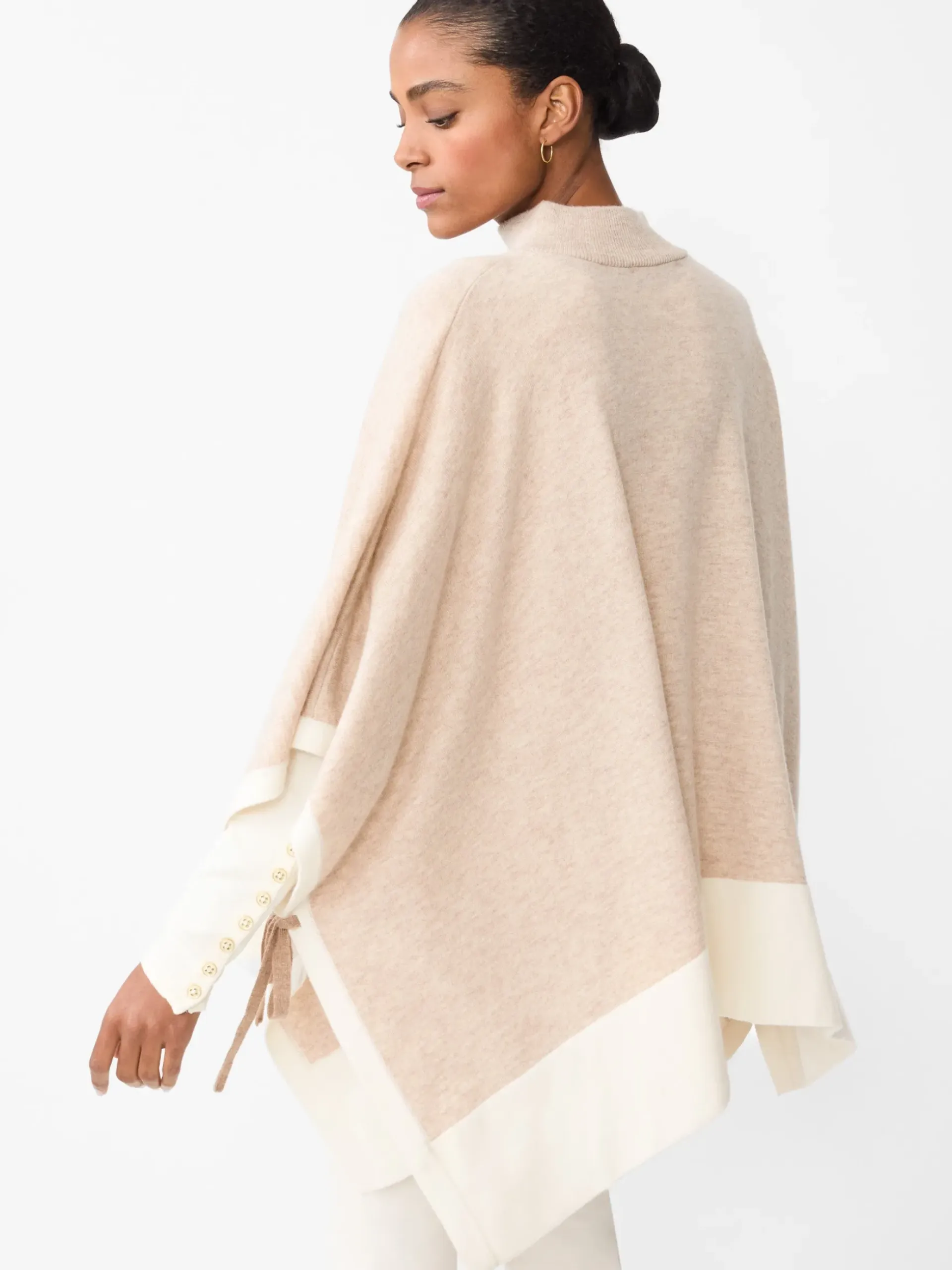 J.McLaughlin Misty Poncho Oatmeal/Ivory Discount