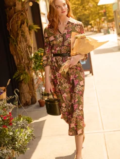 J.McLaughlin Mollie Dress in Verdant Garden Olive/Khaki Hot