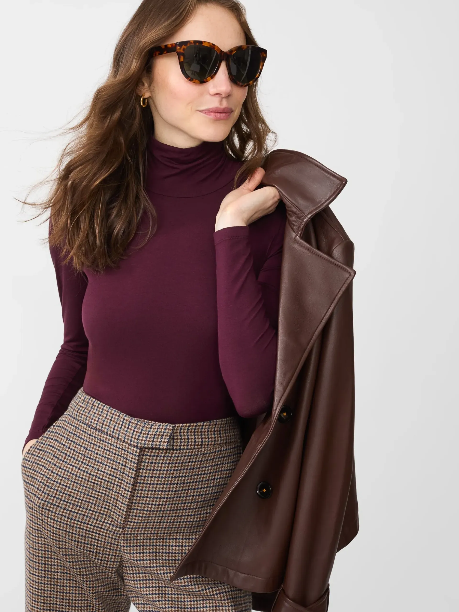 J.McLaughlin Nadia Turtleneck Burgundy Clearance