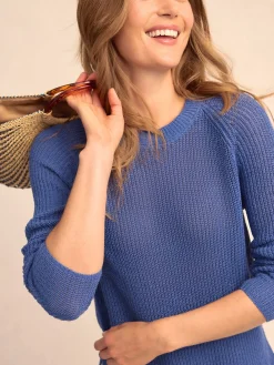 J.McLaughlin Napeague Linen Blend Sweater DenimBlue Clearance