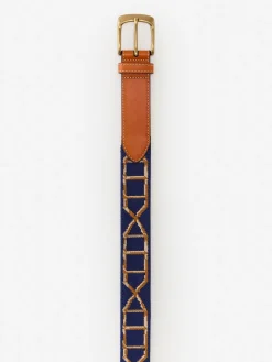 J.McLaughlin Needlepoint Belt in Bamboo Navy Fashion