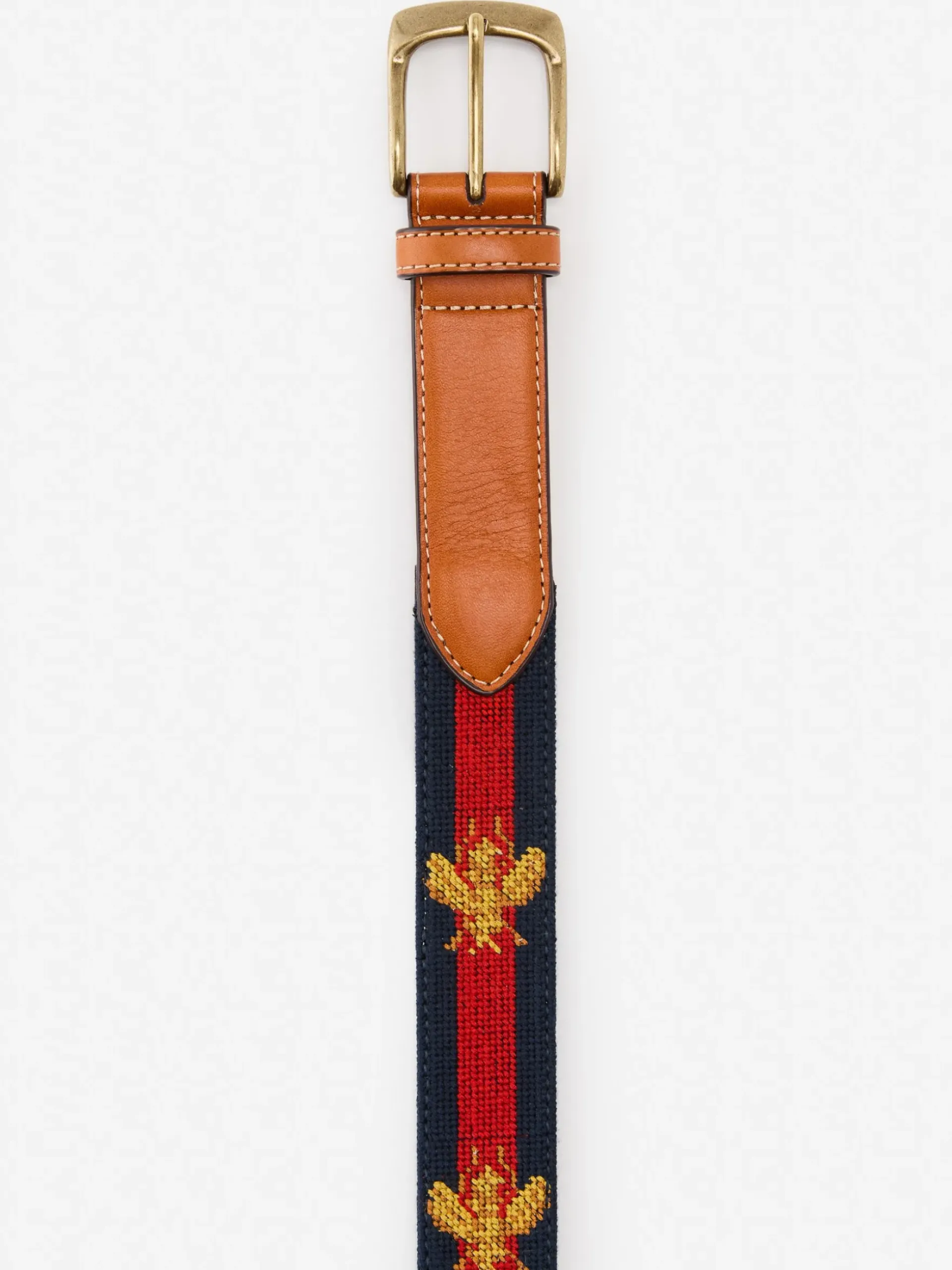 J.McLaughlin Needlepoint Belt in Bee Navy/Red Clearance