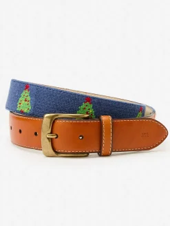 J.McLaughlin Needlepoint Belt in Christmas Tree Navy/Red Hot