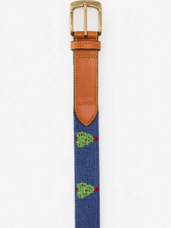 J.McLaughlin Needlepoint Belt in Christmas Tree Navy/Red Hot
