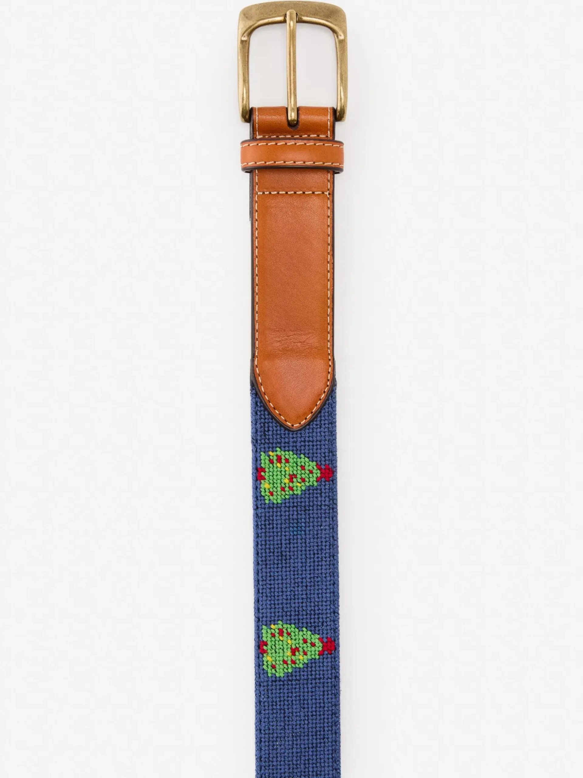 J.McLaughlin Needlepoint Belt in Christmas Tree Navy/Red Hot