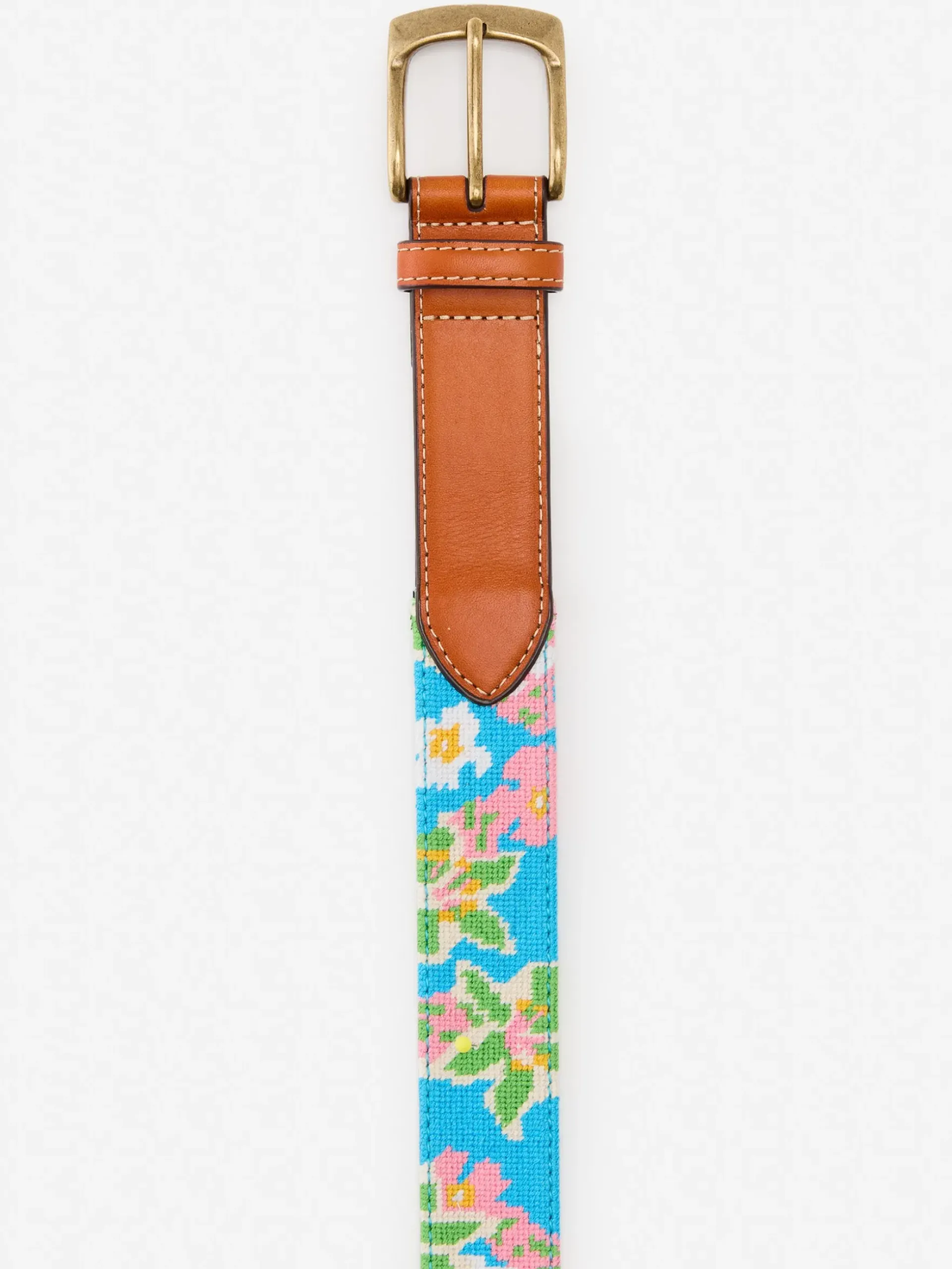 J.McLaughlin Needlepoint Belt in Floral Blue/Multi Clearance
