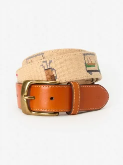 J.McLaughlin Needlepoint Belt in Golf Khaki Sale
