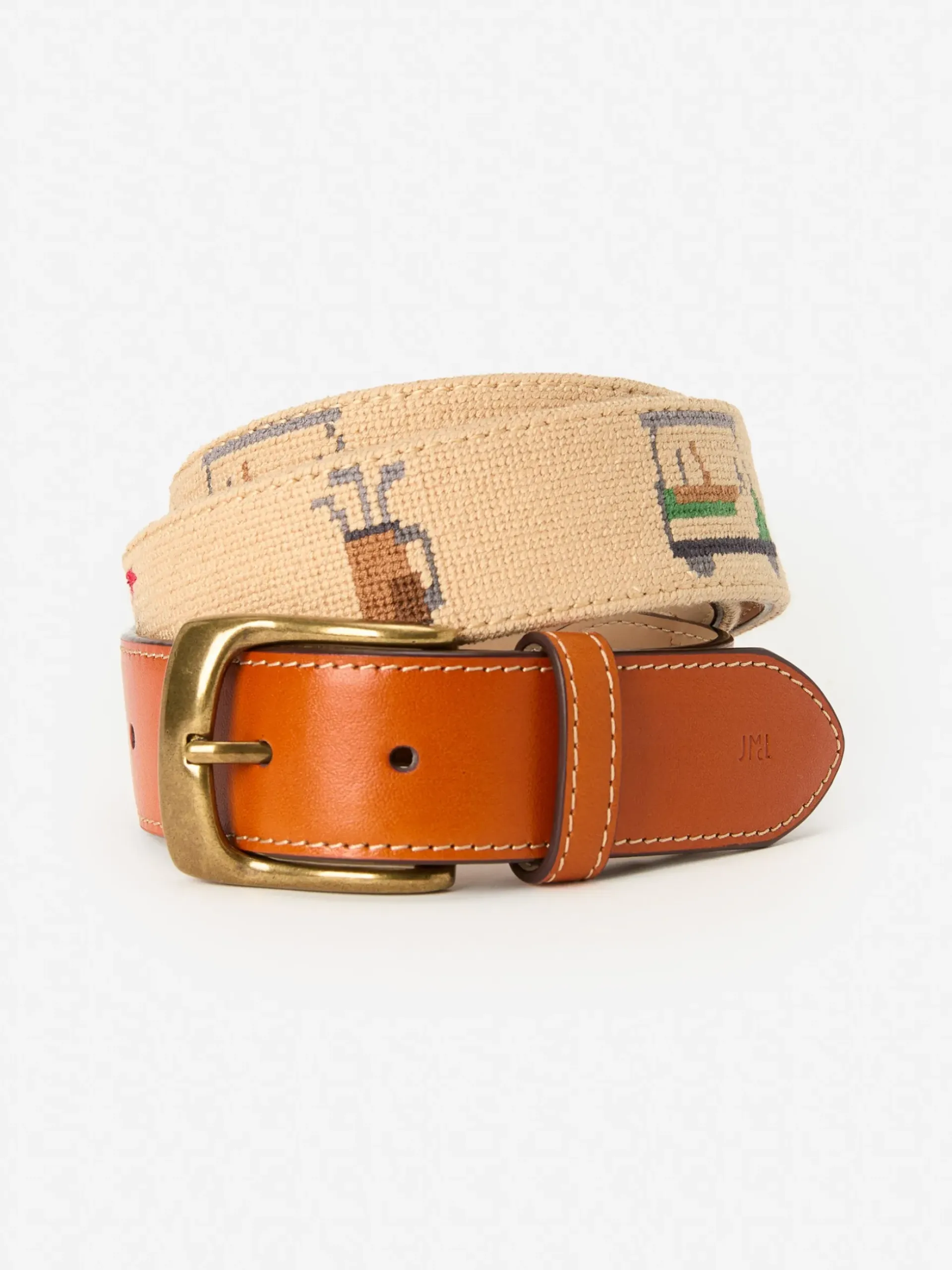 J.McLaughlin Needlepoint Belt in Golf Khaki Sale