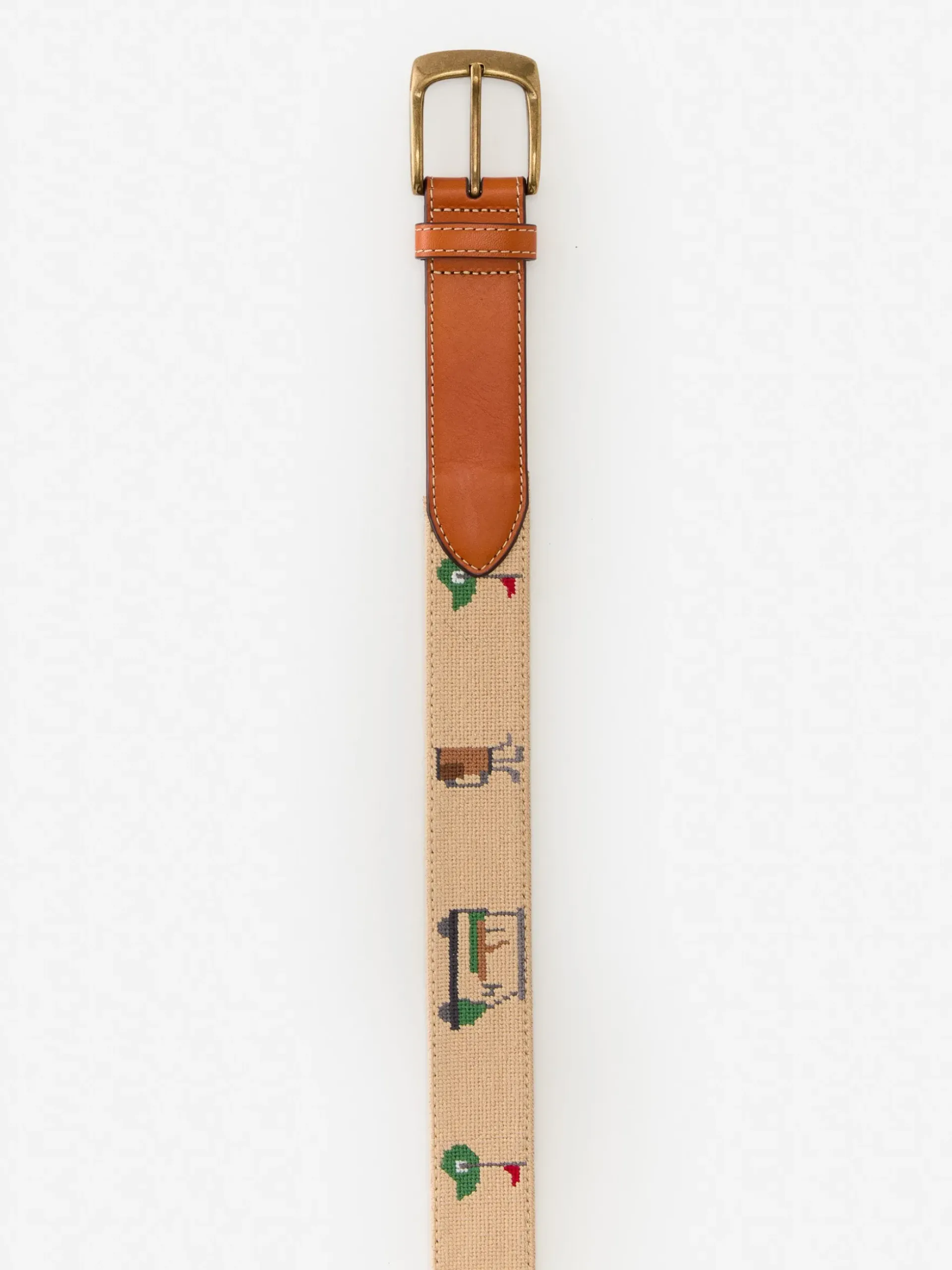 J.McLaughlin Needlepoint Belt in Golf Khaki Sale