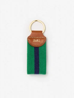 J.McLaughlin Needlepoint Keyfob in Stripe Green/Navy Discount