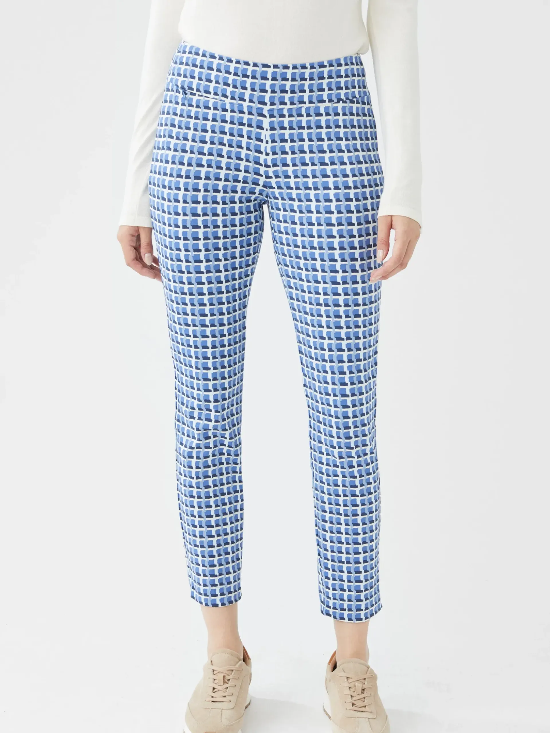 J.McLaughlin Newport Capri Pants in Marseilles Geo LightBlue/Blue/Navy New