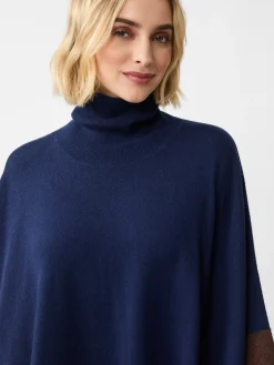 J.McLaughlin Noelle Cashmere Poncho in Color Block Navy/Brown Best