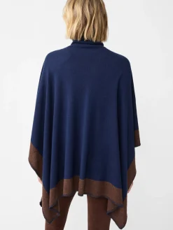 J.McLaughlin Noelle Cashmere Poncho in Color Block Navy/Brown Best