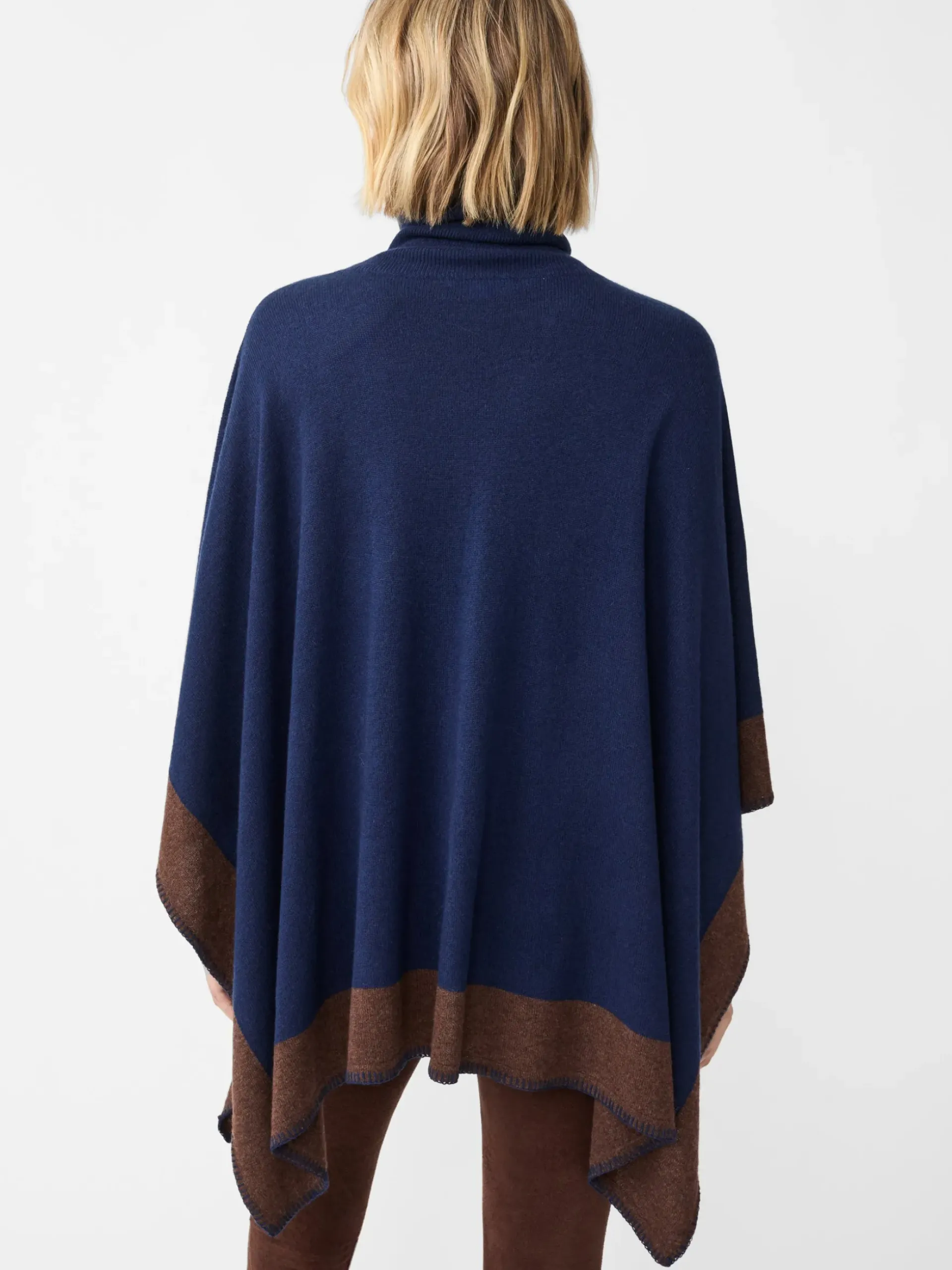J.McLaughlin Noelle Cashmere Poncho in Color Block Navy/Brown Best