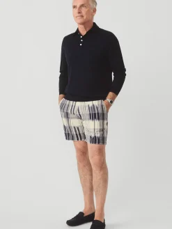 J.McLaughlin Oliver 8" Shorts in Ikat Navy/OffWhite/Blue New