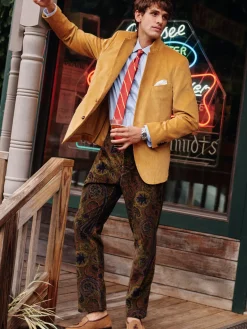 J.McLaughlin Oxford Pants in Paisley Red/Green/Yellow Clearance